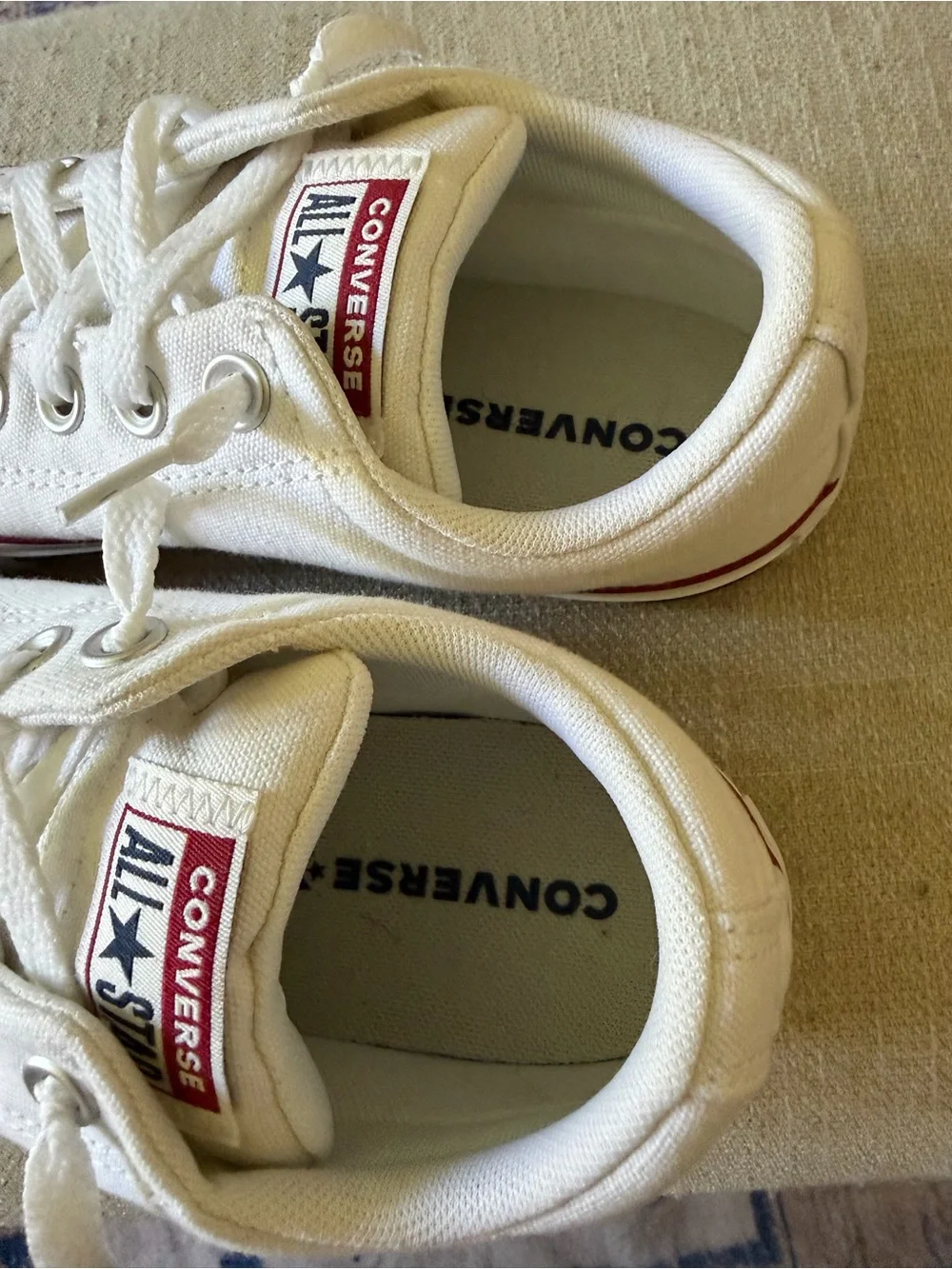 Converse White Low-Top Sneakers with Red Trim